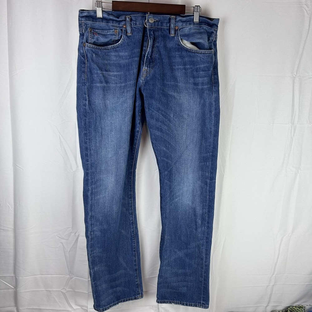 Polo Ralph Lauren Jeans Mens 34x30 Stratford Slim Fit Straight Denim Distressed